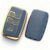 Kespevn for Land Rover Key Fob Cover 5 Button Soft TPU with Keychain Full Protection Key Case Fits for Range Rover Evouge Sport Velar Discovery LR2 LR4, for Jaguar XE XF XJ XJL Accessories, A Gray view 3