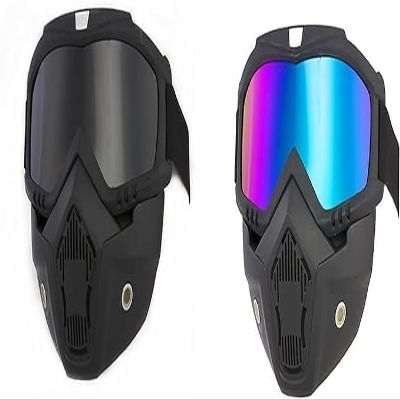 Zyntrytong 2 Set Motorcycle Helmet Riding Goggles Glasses with Removable Face Mask,Windproof Dustproof UV Protection,Anti Fog (Rainbow + Gray)
