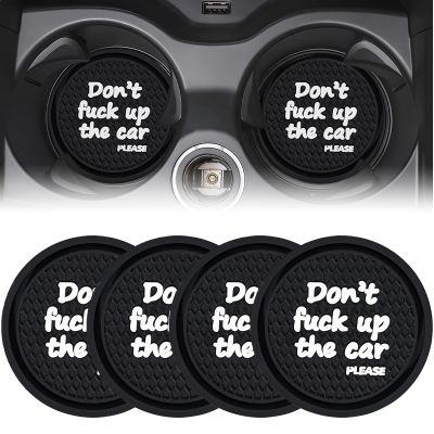 AMZAUTO Car Cup Holder Coaster, 4 PCS Universal Car Cup Holder Insert Coasters Silicone, 2.76 Inch Sift-Proof Spill Drink Mat, Vehicle Interior Accessories for SUV, Truck (Black)