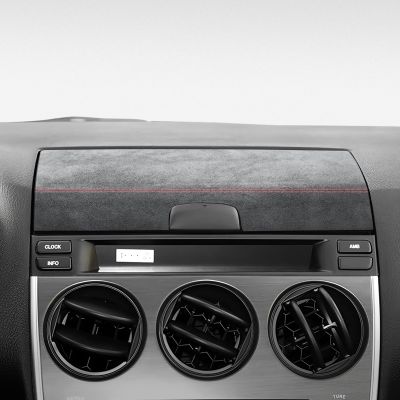 BETTERHUMZ Car Dashboard Storage Box Decor Trim Compatible with Mazda 6 2003-2015 for Alcantara Carbon Leather Center Console Protective Sticker Interior Molding Accessories (Suede Black)