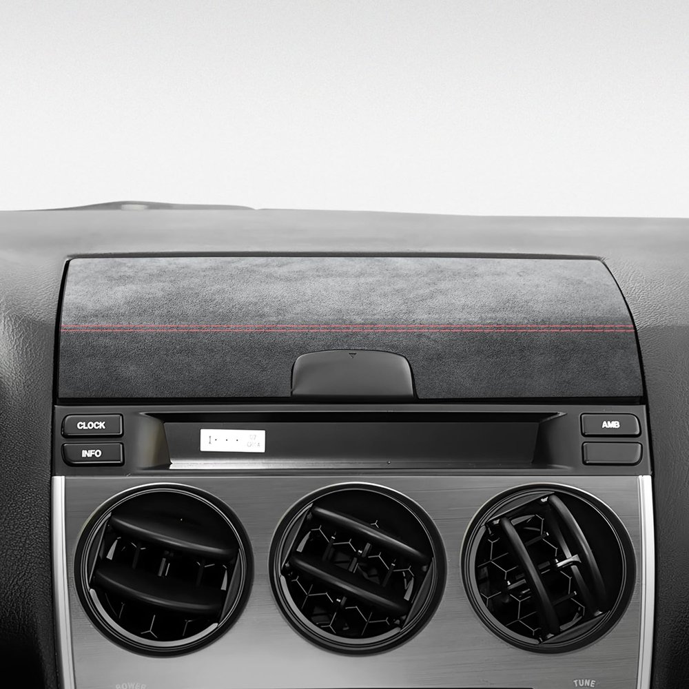 BETTERHUMZ Car Dashboard Storage Box Decor Trim Compatible with Mazda 6 2003-2015 for Alcantara Carbon Leather Center Console Protective Sticker Interior Molding Accessories (Suede Black)