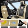 Conjie Fit lmpala Car Seat Covers Compatible with Chevrolet/Chevy lmpala 2014-2019 2020 - Premium Leather Waterproof Breathable All-Weather Seat Cushion Protecto (2 Front Seat Beige&Black) view 4