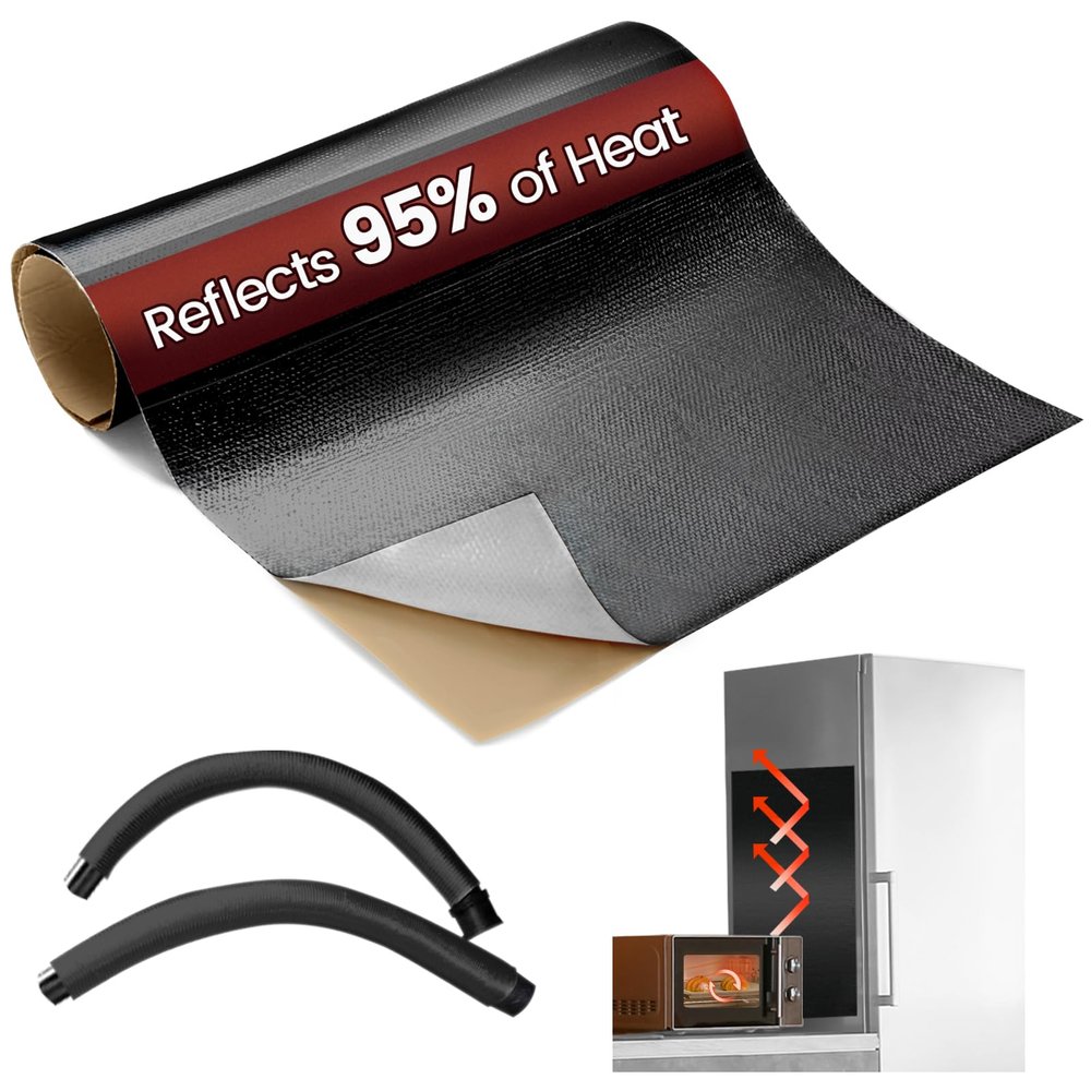 Amerbro Aluminum Adhesive Heat Shield Wrap for Automotive, 12x12 in, Black