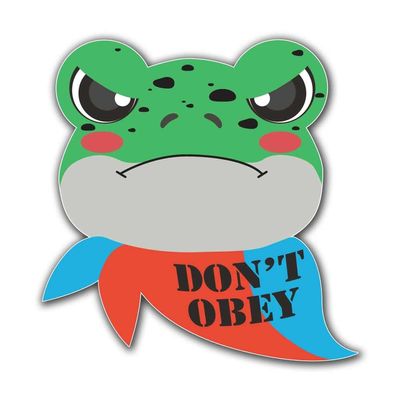 Don't Obey Portland Frog, Anti-Ice No Kings 3 inch Full Color Indoor Outdoor Vinyl Decal