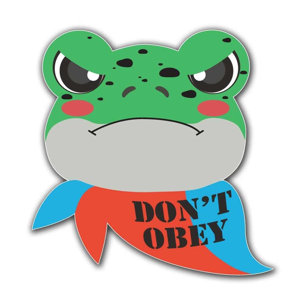Don't Obey Portland Frog, Anti-Ice No Kings 3 inch Full Color Indoor Outdoor Vinyl Decal