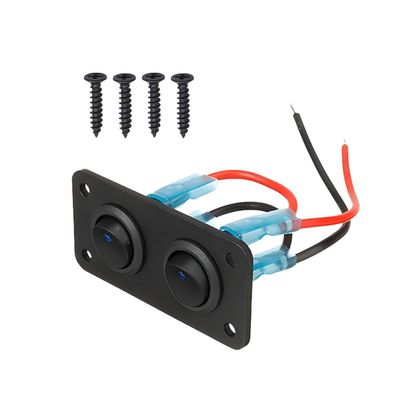Sandfren Car 2 Gang Rocker Toggle Switch Panel, DC 12V 10A LED Round Lighted ON Off SPST Switch Control, Waterproof Automotive Toggle Switches, Universal for SUV Camper Trailer Truck