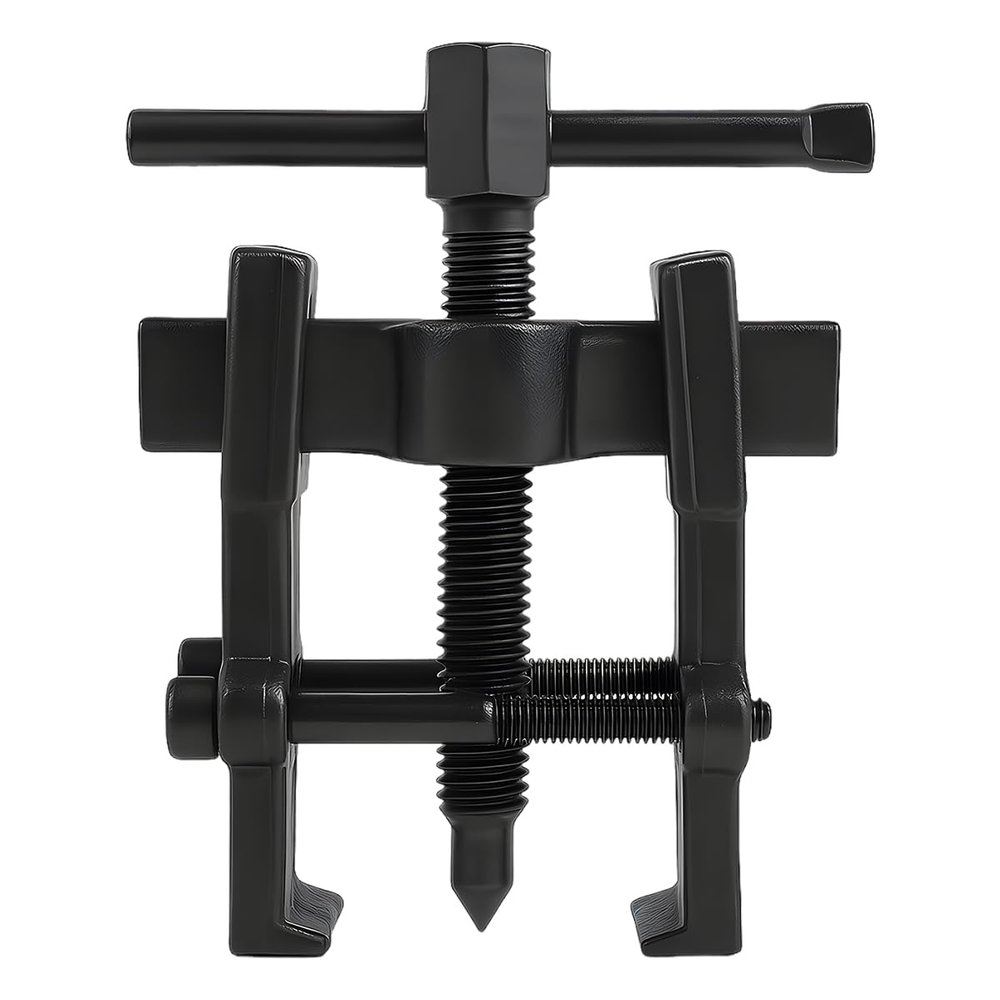 KPFILEH Two Jaw Bearing Gear Puller, 2'' Carbon Steel Adjustable Gear Remover Tool, Universal Hand Pump Pulley Puller Tool for Automotive Flywheel/Motorcycle Wheel/Machine Bearing (Black)