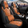 TENDER GLOW Car Seat Covers for Nissan Cube 2009-2014, Waterproof Soft Breathable PU Leather 5-Seats Covers with Storage PocketsFull Set with Pillow,Black Orange view 1
