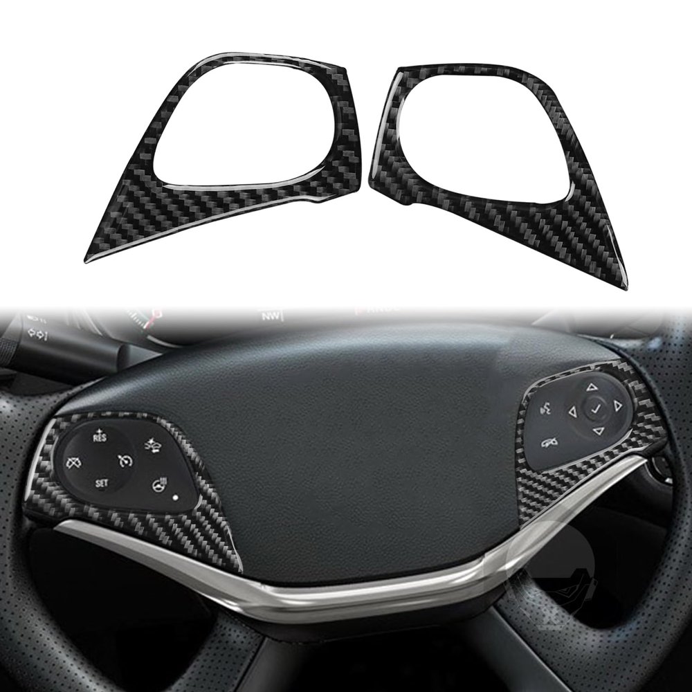 monoder Carbon Fiber Interior Accessories Steering Wheel Buttons/2Pcs for Chevrolet Impala 2014-up