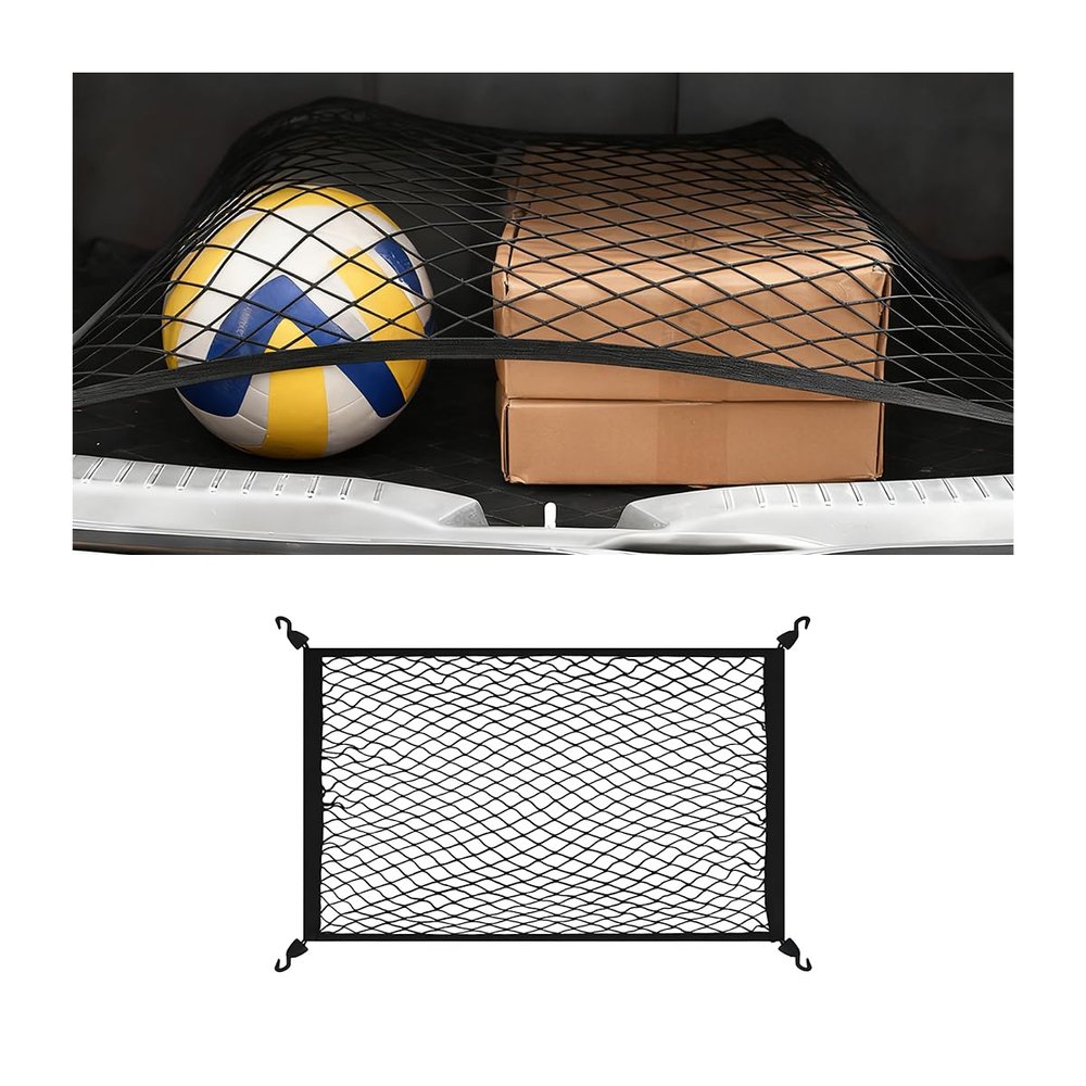 Norkmdi Car Cargo Net, 39.37" 23.62" Adjustable Elastic Vehicle Trunk Cargo Storage Net with Hooks, Stretchable Mesh Automotive Trunk Organizers, Universal for SUV Motorhome Pickup