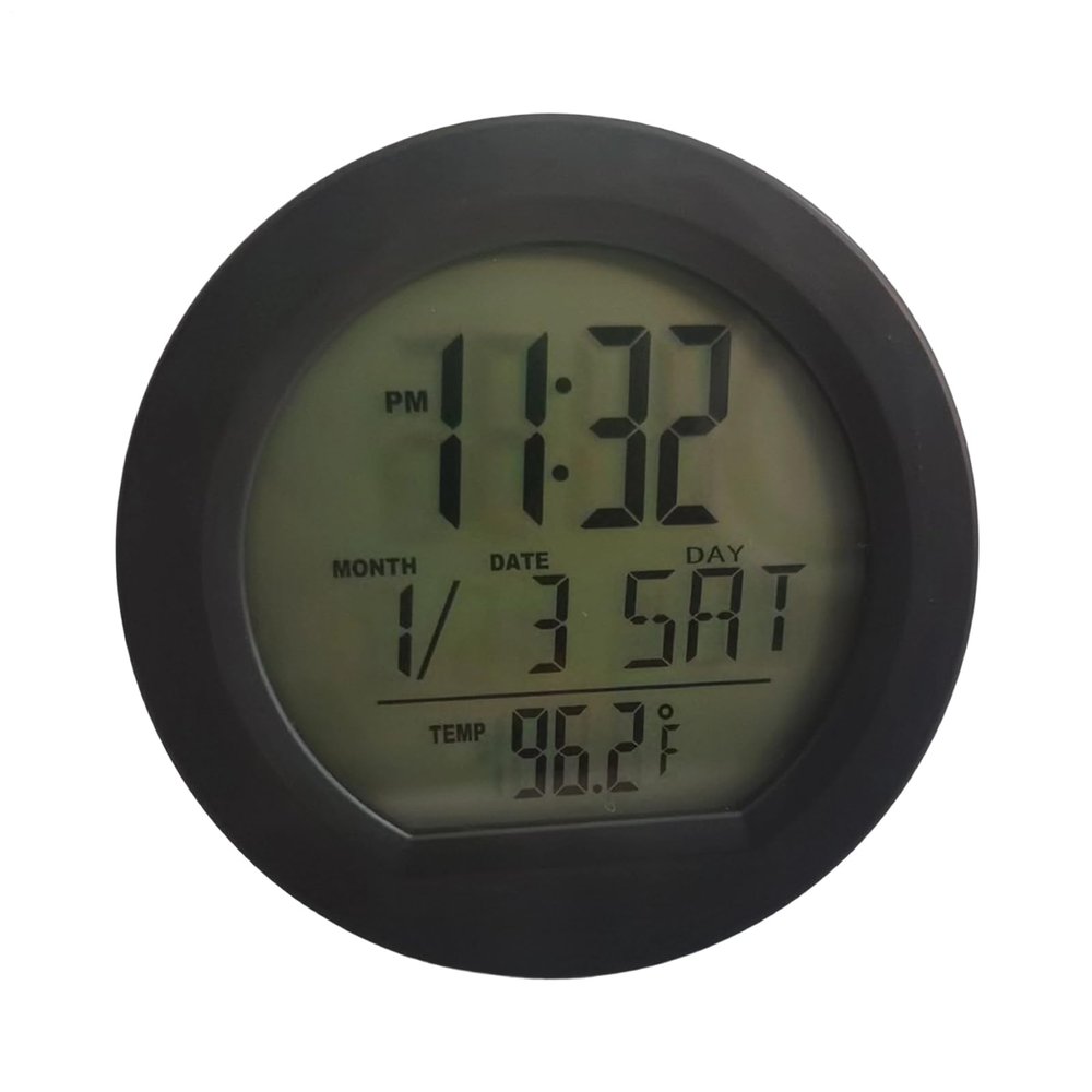 Car Clock,Solar Automotive Dash Clock Calendar - LED Temperature Tester,for Classroom Travel Table Bedside Fridge RV Shop Stove