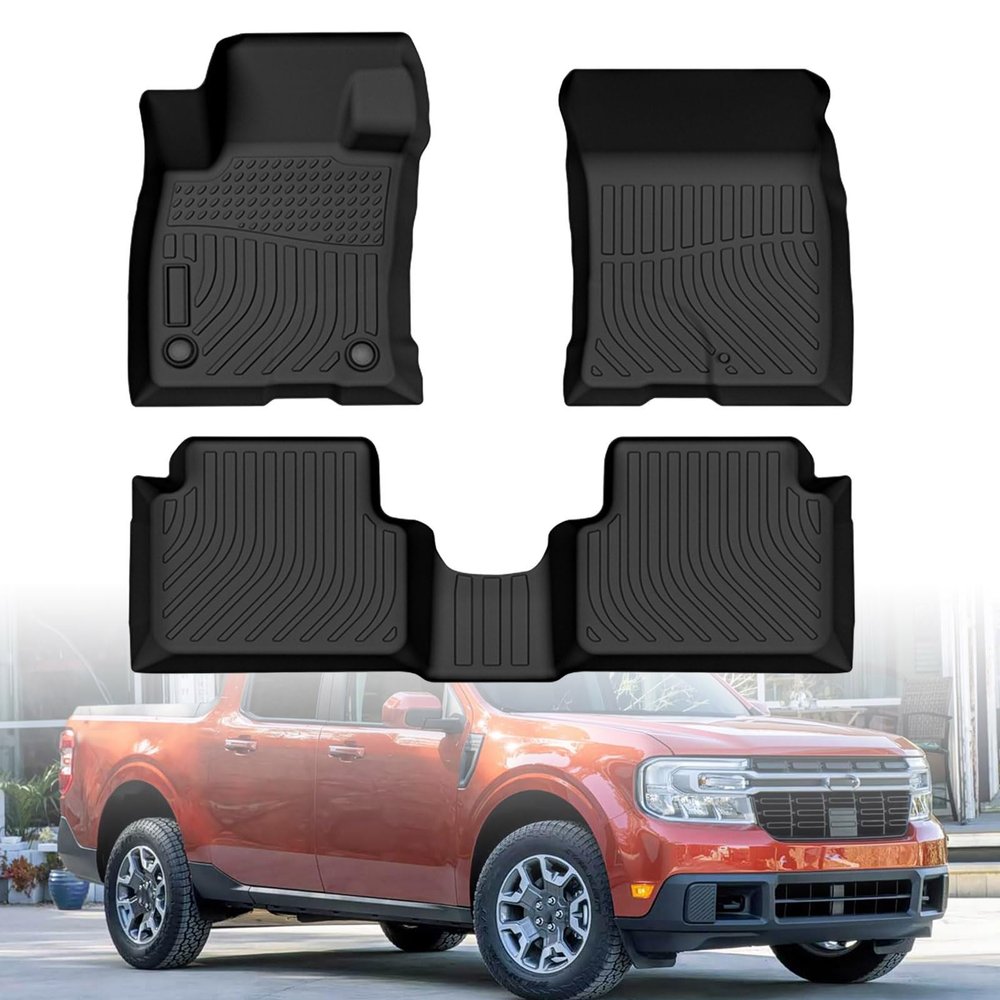 Mythoria 3D TPE Heavy Duty Full Set Floor Mats Liners Fit for Ford Maverick Crew Cab EcoBoost Version 2022 2023 2024 2025 - Waterproof Anti-Slip Easy Clean All-Weather Automobile Accessories