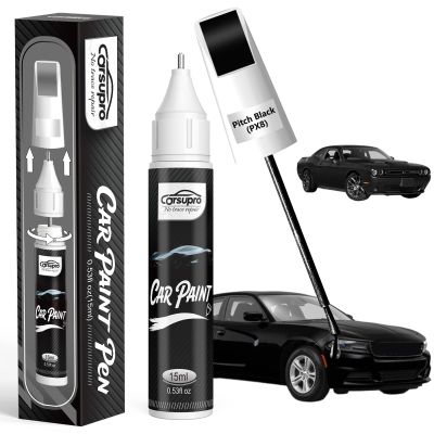 Pitch Black(PX8) for Dodge Touch Up Paint Pen, 2 in 1 Car Scratch Remover with Pen Tip and Brush, Precise Color Match for Car Paint Scratch Repair, Quickly and Easily Fix Chips and Nicks
