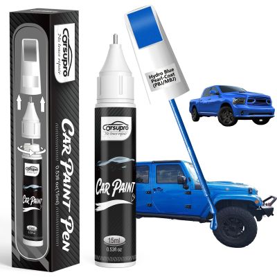 Hydro Blue Pearl-Coat(PBJ/MBJ) for Ram Touch Up Paint Pen, 2 in 1 Car Scratch Remover with Pen Tip and Brush, Precise Color Match for Car Paint Scratch Repair, Quickly and Easily Fix Chips and Nicks