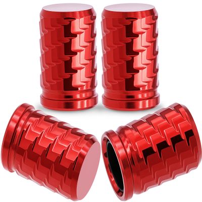 MEAJOO 4-Pack Tire Valve Stem Caps - Metal Air Caps with Plastic Liner, Corrosion Resistant & Leak-Proof for Car, Truck, SUV, Motorcycle and Bike - Red