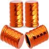 MEAJOO 4-Pack Tire Valve Stem Caps - Metal Air Caps with Plastic Liner, Corrosion Resistant & Leak-Proof for Car, Truck, SUV, Motorcycle and Bike - Orange view 1