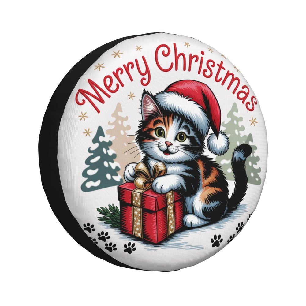 Christmas Spare Tire Cover Christmas Cat Wheel Protectors Weatherproof Universal Wheel Cover Fit for Rv SUV Travel Trailer Camper Truck 17 Inch