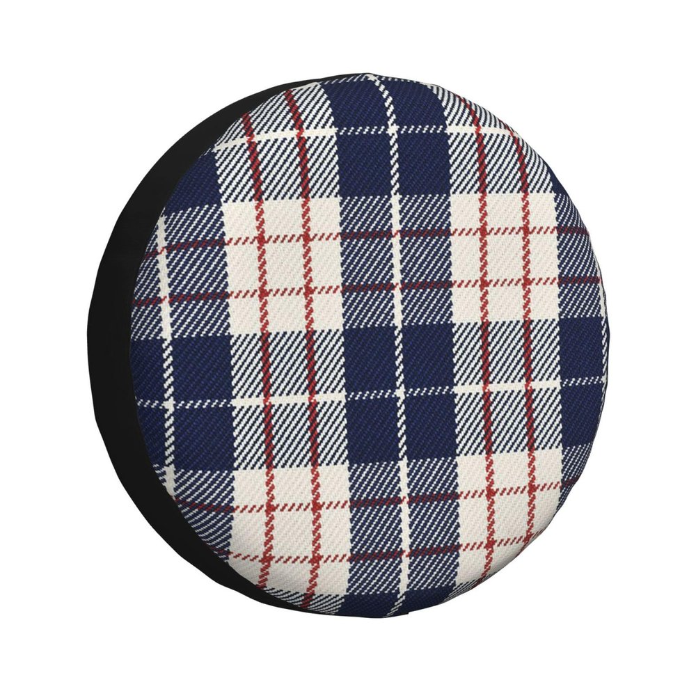 Black White Grid Thin Line Spare Tire Cover Trailer Tire Covers for Truck SUV Camper Vehicle Wheel Cover Waterproof Sun Dust Protection