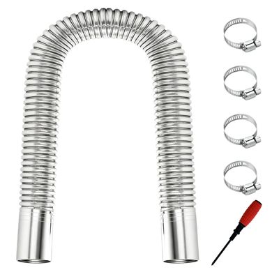 23.6" Stainless Steel Exhaust Hose, 1 inch Flexible Exhaust Pipe with 4 Hose Clamps & Screwdriver, Diesel Heater Exhaust Tubing Kit for Parking Air Heater, Generator Fuel Tank Diesel Gas Vent Hose