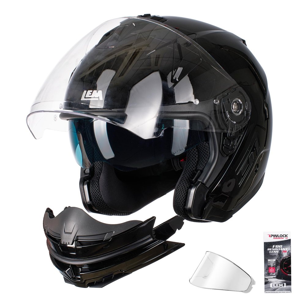 LEM Modular Motorcycle Helmets Full Face for Adults, Quick (Black, Small)