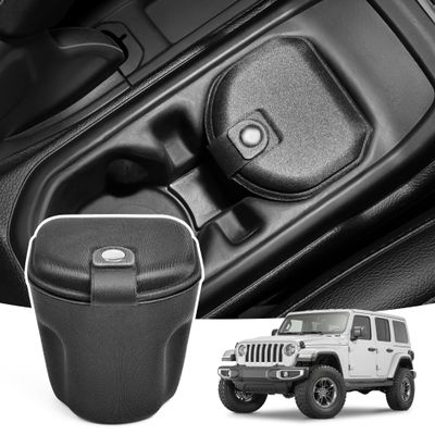 Center Console Organizer Car Coin Holder Compatible with Jeep Wrangler JL 4XE Gladiator JT 2018-2026 2/4 Door Interior Accessories, Front Seat Cup Holder Insert Storage Box, with Lid Accessories