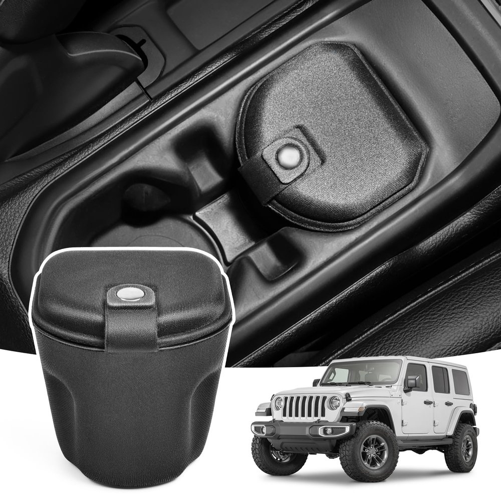 Center Console Organizer Car Coin Holder Compatible with Jeep Wrangler JL 4XE Gladiator JT 2018-2026 2/4 Door Interior Accessories, Front Seat Cup Holder Insert Storage Box, with Lid Accessories