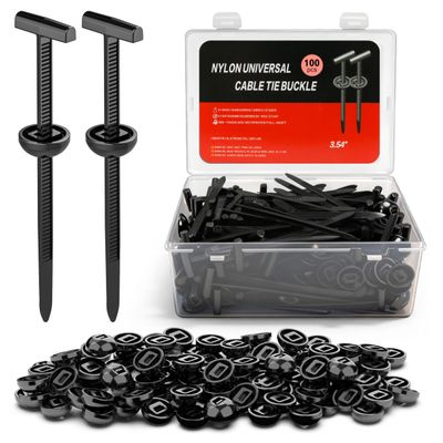 Amooca 100PC Upgraded Nylon Cable Tie Buckle Universal Heavy Duty Self-Locking Automotive Fasteners for Bumper Fender LinerDoor Panel Push Pin Rivet & Trim Retainer Clip Replacement