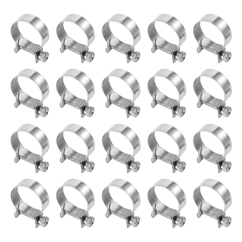 HARFINGTON 20pcs Fuel Injection Hose Clamp 21-23mm Adjustable 304 Stainless Steel Mini Gas Line Hose Clamp for Automotive Agriculture Plumbing Diesel Petrol Pipe