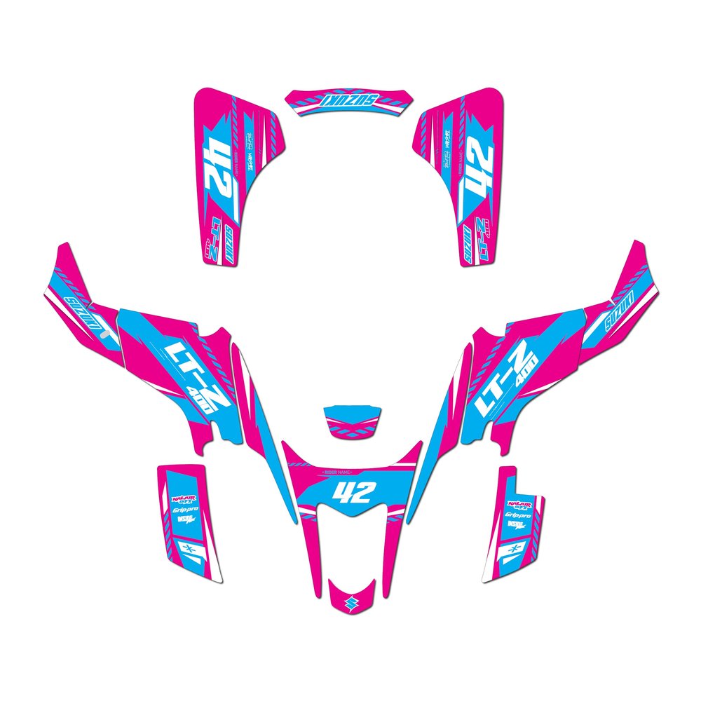 Kalair GFX Graphics Kit for Suzuki LTZ400 (2003-2008) Lethal Series Magenta 21 Mil - Pro Edition - ATV UTV Custom Racing Graphics Stickers Decals Kit, no-Plastics