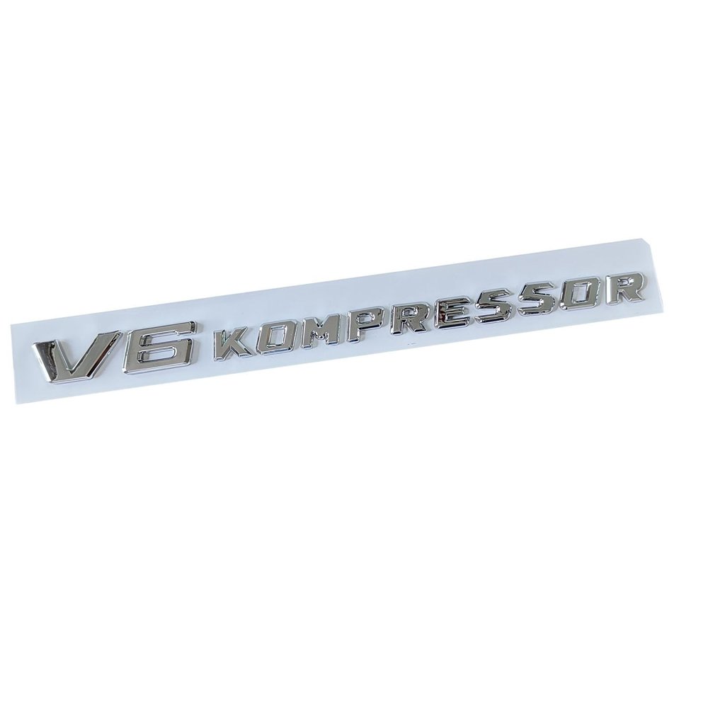 V6 V8 V12 Kompressor Turbocharged Logo Leaf Plate Logo for Mercedes B (V6 Kompressor Chrome Silver)