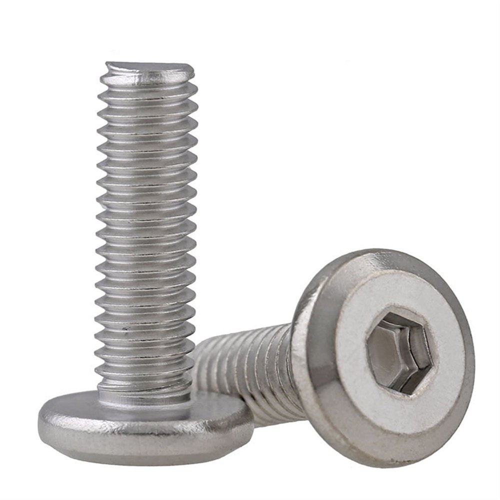 Zkensh-Bolts 304 Stainless Steel Flat Head Hexagon Socket Bolt M6 M8 Furniture Screw Large Hex Socket Screw Chamfer Bolt 5PCS, Widely Used(55mm,M6)