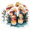 Flip Flops Stickers - Beach Theme - Summer Vibes - Vacation Mode - 2 Pack 5" Wide Design - Adheres to Laptops, Tumblers, and More Made in The USA - AQS9725 view 1