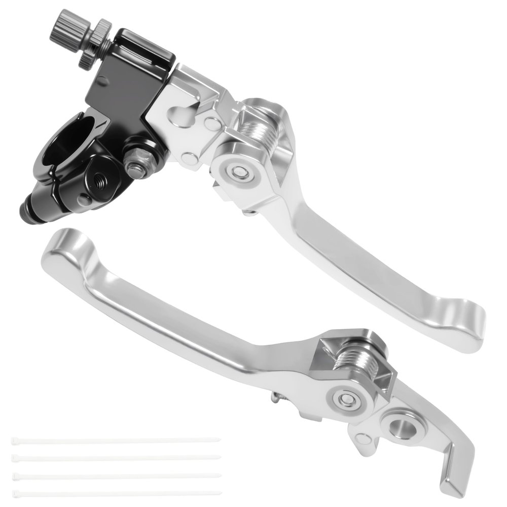 JXPANG Folding Clutch Brake Lever Set, 7/8" (22mm) Handlebar Compatible for 110cc 125cc 140cc Dirt Pit Bike, TTR 125, SSR, Xmotos, Apollo 125 (Upgraded Aluminum) (Silver)