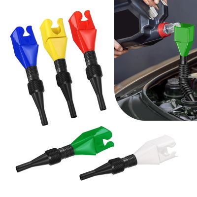 Zosgrew 5 PCS Car Funnel, Car Oil Funnel, Multifunctional Foldable Telescopic Hose with Square Bayonet Fuel Tool, Portable Hands-Free Oil Changes Tool, for Cars, Motorcycles (Multicolored)