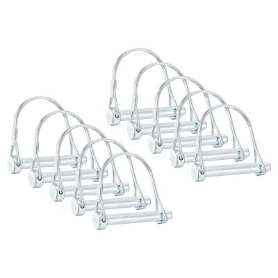 PATIKIL Trailer Coupler Pin 5/16" x2-3/16, 10 Pcs Wire Lock Safety Shaft Locking Round Pto Pins for Farm Trailers Lawn Hitches Garden Tractor Kayak Boat, Silver (8x55mm)