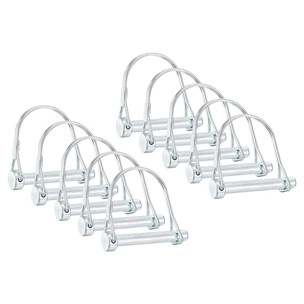 PATIKIL Trailer Coupler Pin 5/16" x2-3/16, 10 Pcs Wire Lock Safety Shaft Locking Round Pto Pins for Farm Trailers Lawn Hitches Garden Tractor Kayak Boat, Silver (8x55mm)