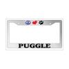 License Frame Chrome Peace Love Paw Puggle 534 Classic Decorative License Holder Durable and Corrosion-Resistant Sturdy Elegant Registration Number Frame view 1