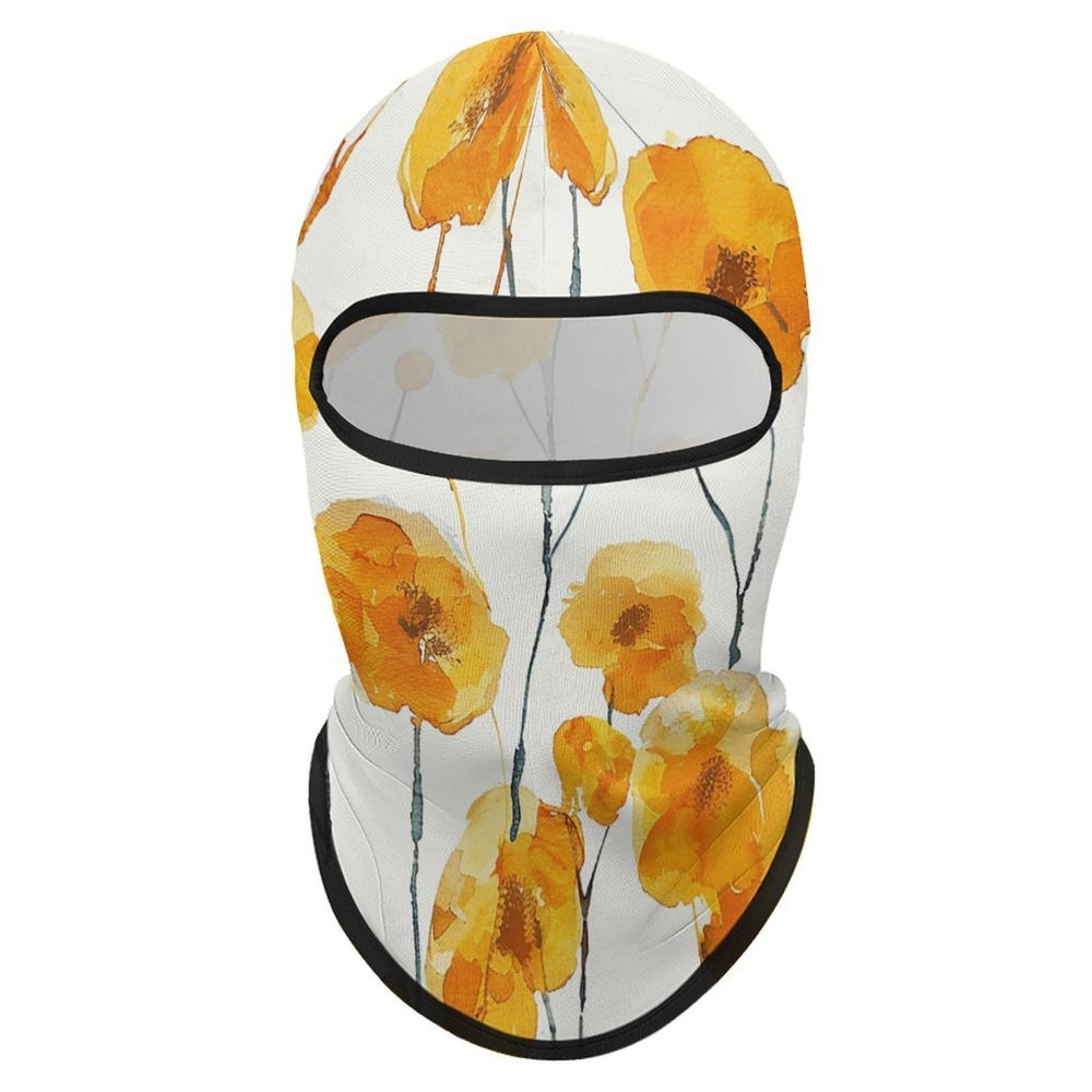 Balaclava Face Mask Ski Mask - Yellow Flower Pattern Full Face Cover Winter Neck Gaiter for Men & Women