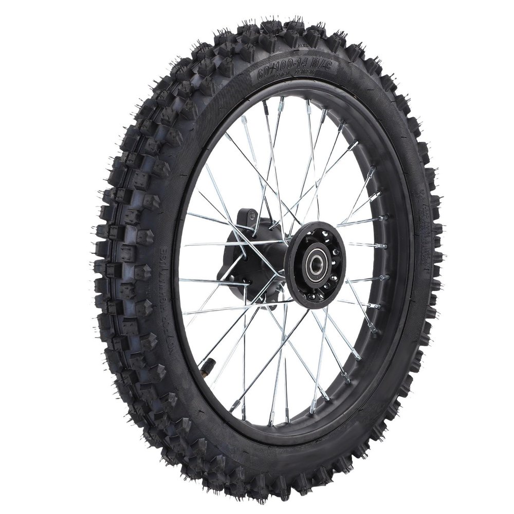 OPPWONG Front Wheel Rim Tire Assembly, 14 Inch 60/100-14 Size 15mm Axle High Strength Rubber Enhanced Traction Dirt Bike Wheels with Anti Explosion Design for CRF 70/90 TTR KLX