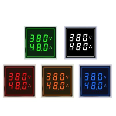 Led Voltmeter Digital AC 220 Display 60-500V 1-100A Digital Voltmeter Ammeter Frequency Voltage Meter Voltammeter Indicator(Square V A,Red)
