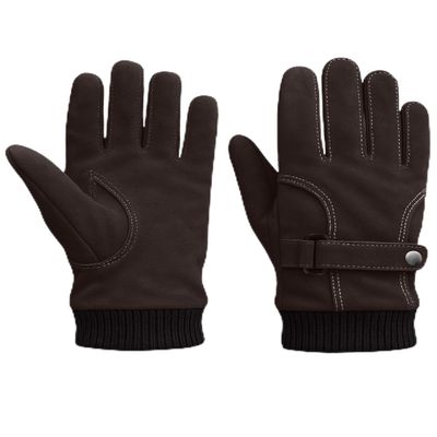 URBAN BUCK Mens Sheepskin Leather Motorcycle Gloves Touchscreen Adjustable Wrist Strap & Knit Cuff Warm Winter Allen Riding Glove Black (XXL)