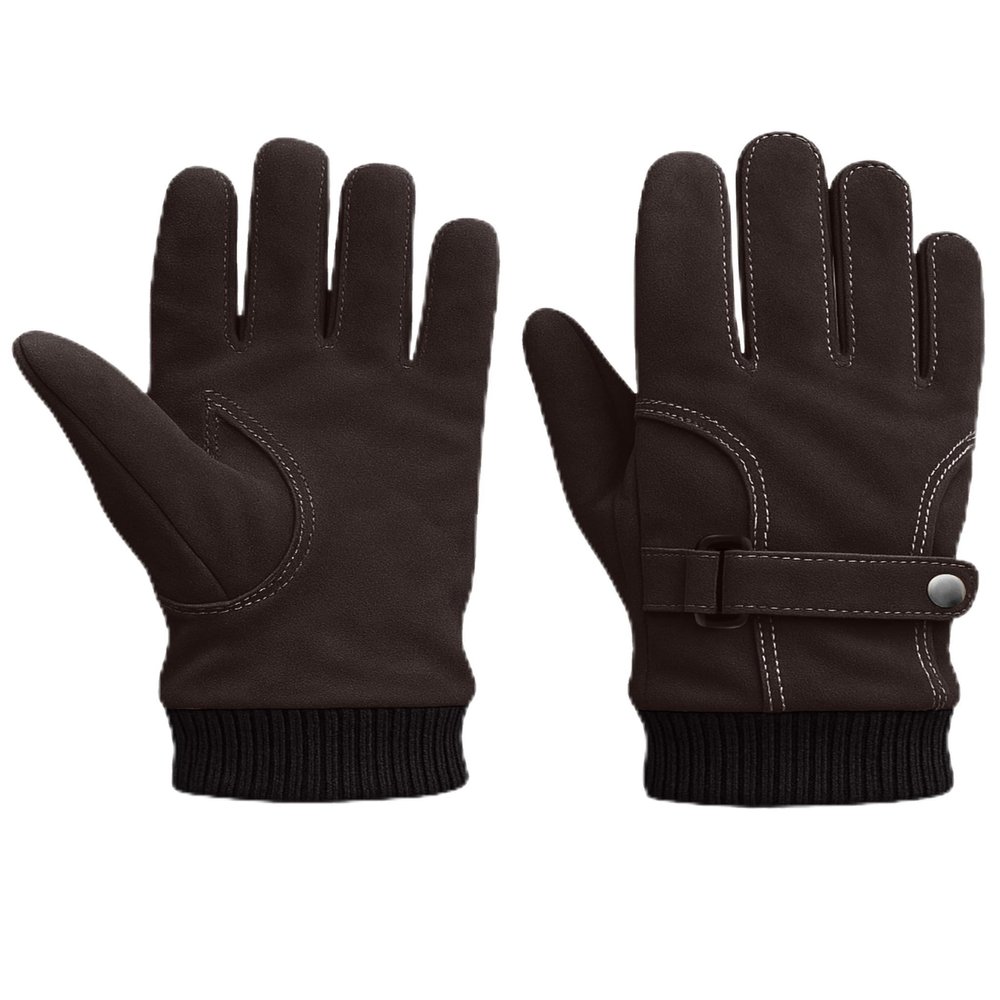 URBAN BUCK Mens Sheepskin Leather Motorcycle Gloves Touchscreen Adjustable Wrist Strap & Knit Cuff Warm Winter Allen Riding Glove Black (XXL)