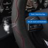 Leather Car Steering Wheel Cover, Universal 15 inch Microfiber Leather Steering Wheel Cover, Anti-Slip Breathable Steering Wheel Decoration, Steering Wheel Accessories for Women Men view 3