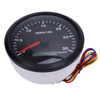 Qqmora 110mm 4 3/8in Tachometer Gauge 7 Color Backlight DC 9 32V 3000RPM with Hour Meter for Car Boat Truck RV Marine Vehicles Universal RPM Monitoring Solution (Black Dial Black Bezel CXA003B)