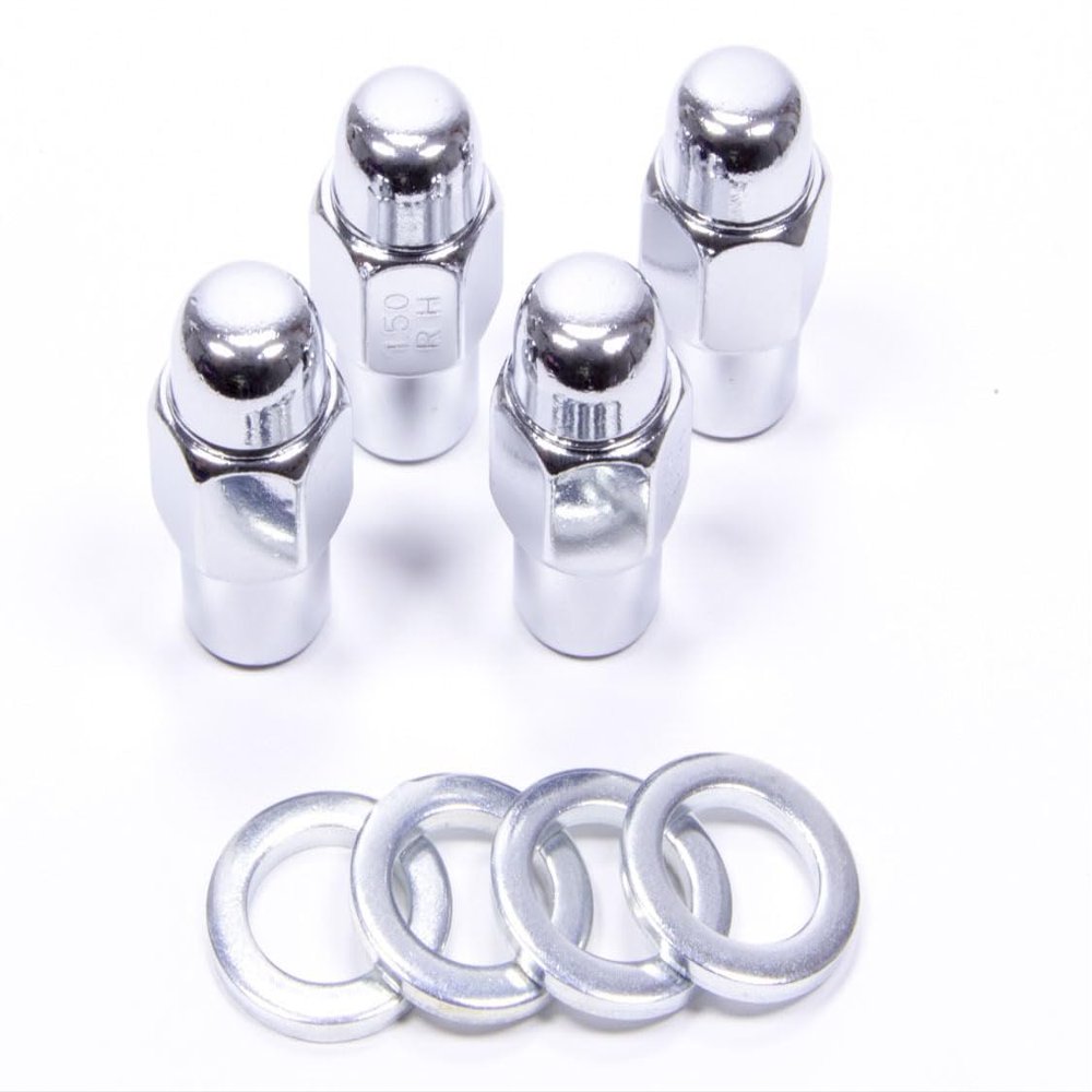 Lug Nut Set | 1/2-20 Short Mag | 13/16 in Hex Head | 0.750 in Shank | Closed End | Steel | Chrome | 4-Pack