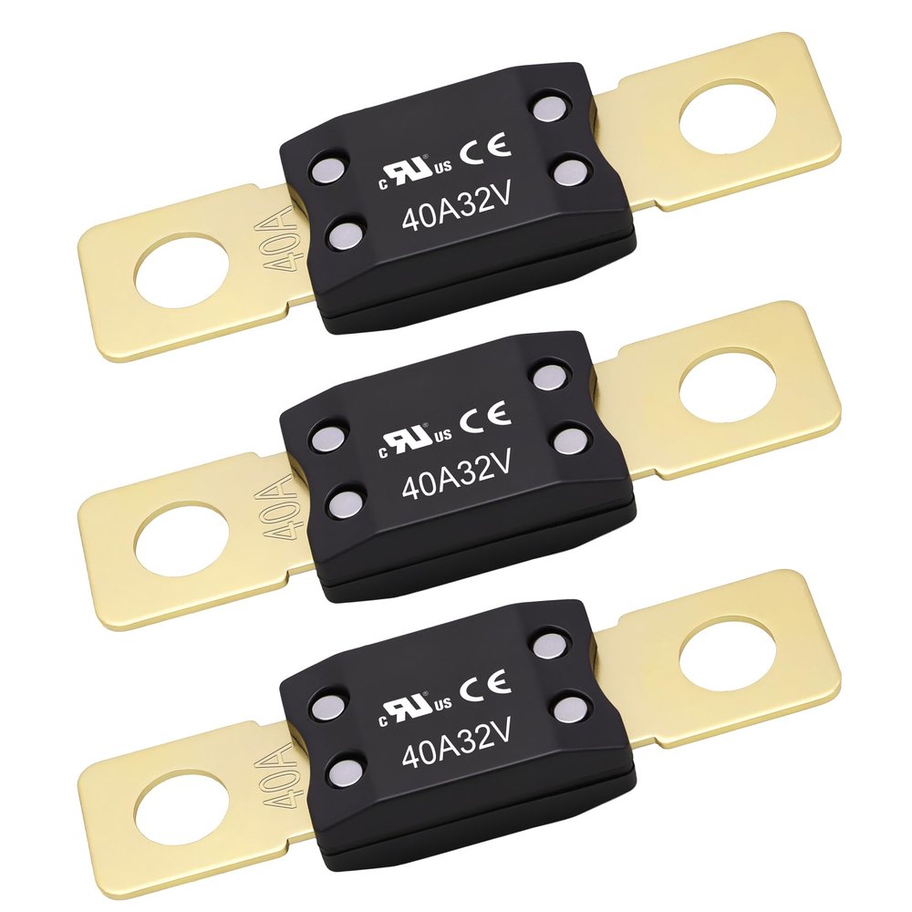 Weasch 40A MEGA/AMG Fuse, UL Recognized Component, High Current Bolt Mount Automotive 40 Amp for Cars, Trailers, Trucks, Buses, Caravans, Boats