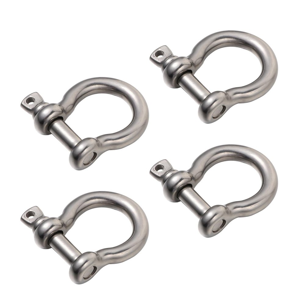 ARTSEWPLY 4 Pack Stainless Steel Horseshoe Shackles, M10 D-Ring Bow Shackle