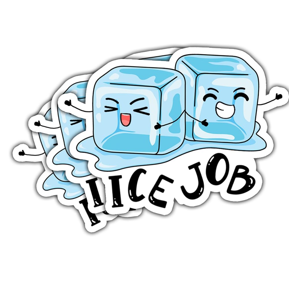 3 Pcs Ice Job Sticker, Funny Ice Sticker, Frozen Bumper Car Sticker Decal - Vinyl Stickers for Water Bottles Laptop Car Hart Hat Helmet (S1, 7 inch)