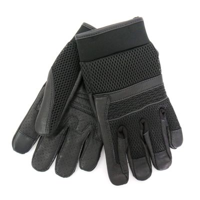 Hot Leathers Mens Mesh & Leather MechanicStyle Riding Gloves with Piping Black