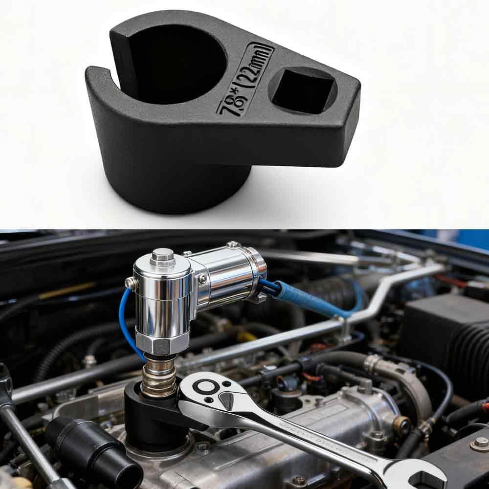 QKWL O2 Sensor Socket, Oxygen Sensor Socket, 3/8 Inch Drive 7/8 Inch (22mm) with Wire Groove Anti-Damage Design, Suitable for Most Car Oxygen Sensors
